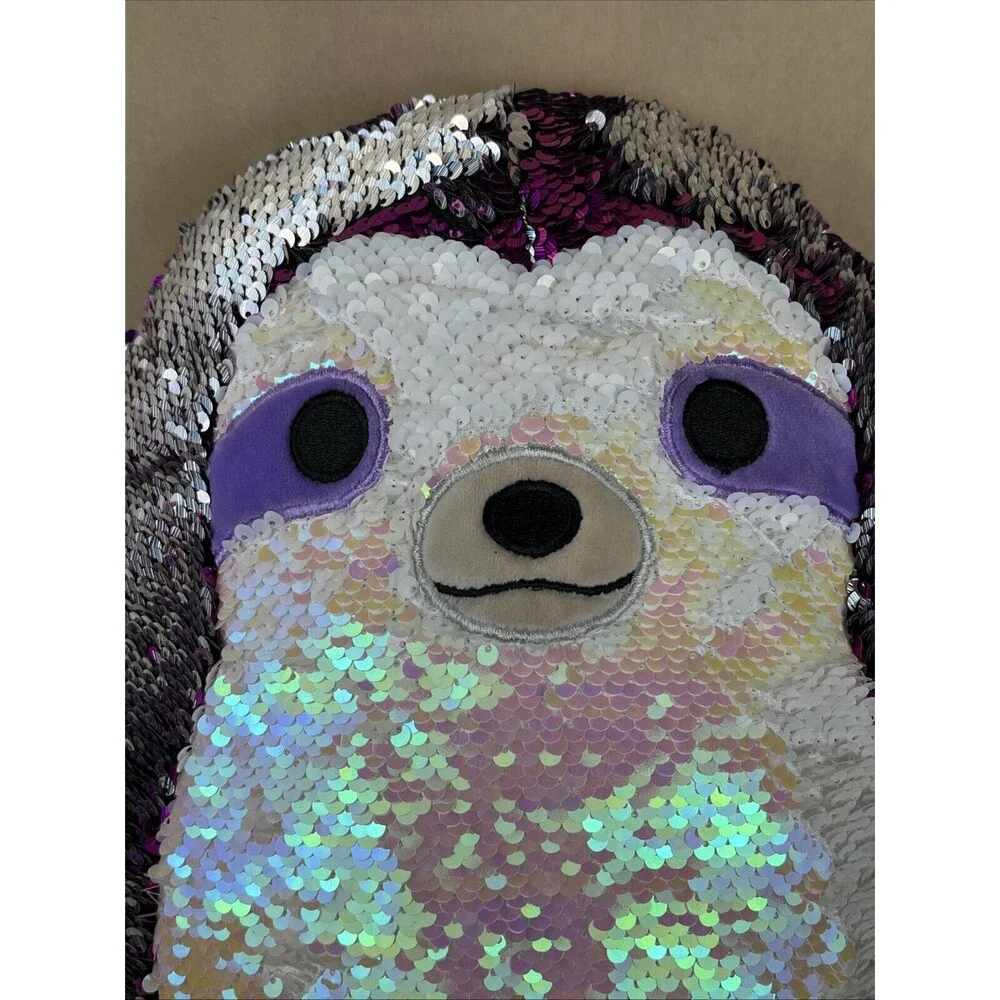 Kellytoy Squishmallows Sloth Plush Stuff Animal Reversible Sequin Pink Silver 14